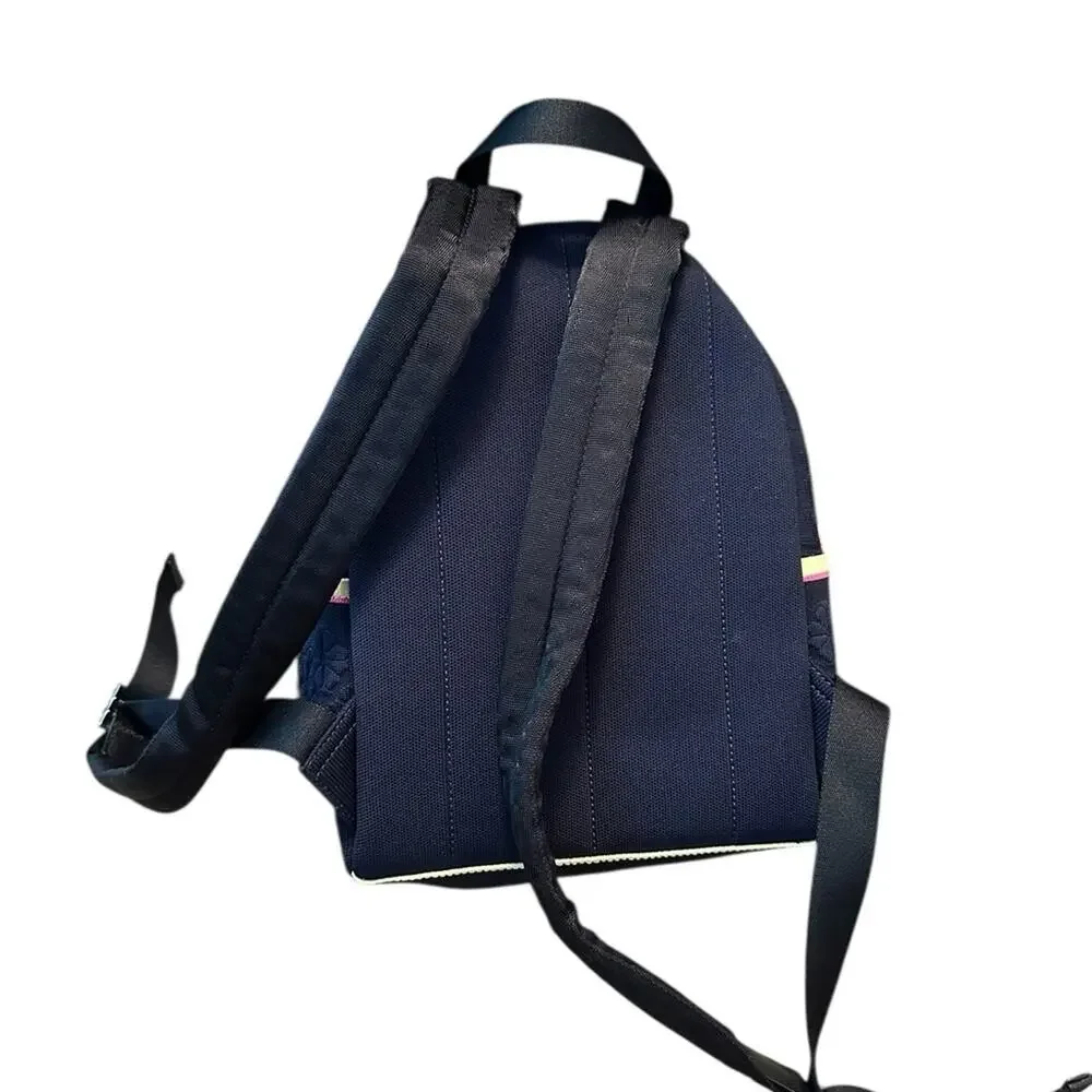 Kate Spade Sport Knit City Navy Backpack with Pink and Yellow Accents EUC